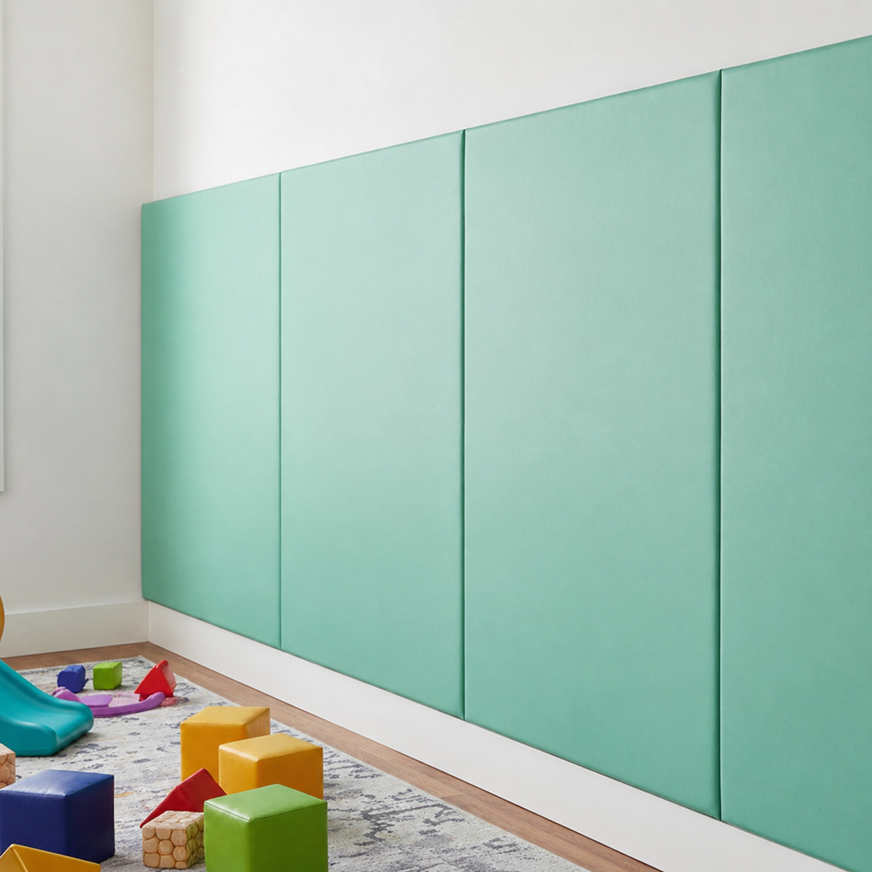 Mint Green Wall Pads In Roomset